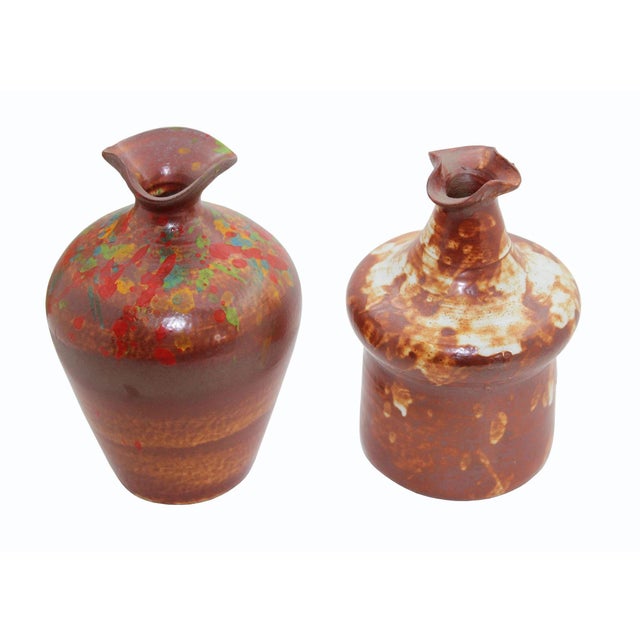 Lot of Two Contemporary Artist Handmade Freelance Ceramic Odd Shape Vase Chairish