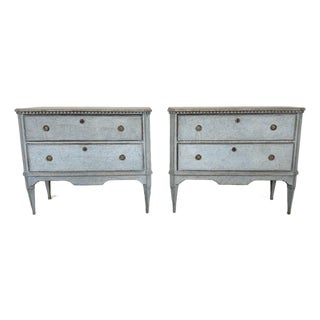 Pair of Painted Blue 19th Century Swedish Chests For Sale