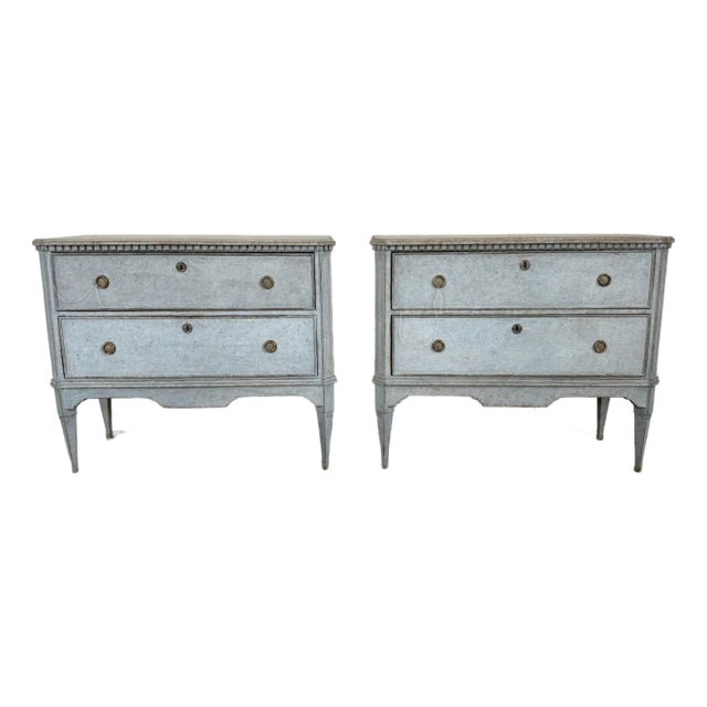 Pair of Painted Blue 19th Century Swedish Chests For Sale