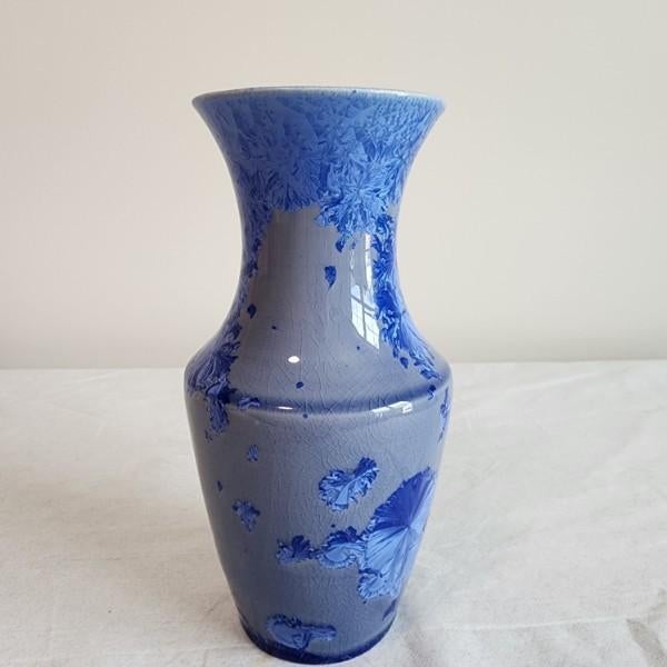 Cobalt Blue Crystalline Glaze Signed Studio Pottery Vase For Sale - Image 13 of 13