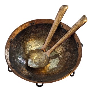 1980s Copper Plated Emilia Castillo Serving Bowl Set- 3 Pieces For Sale