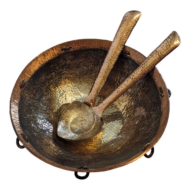 1980s Copper Plated Emilia Castillo Serving Bowl Set- 3 Pieces For Sale