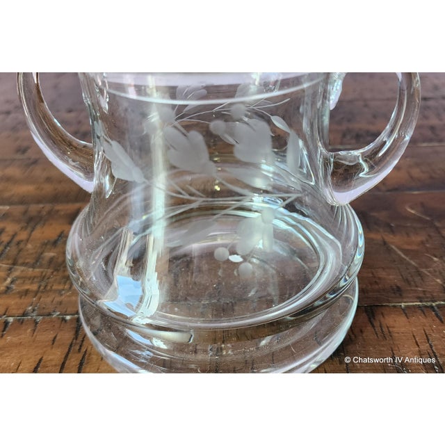 Vintage Krosno Poland Etched Crystal Larger Sized Lidded Sugar Bowl & Creamer, C1970s For Sale In New York - Image 6 of 7