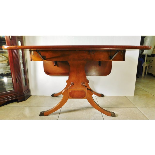 Vintage Mid Century Duncan Phyfe Mahogany Wood Drop Leaf Dining Table