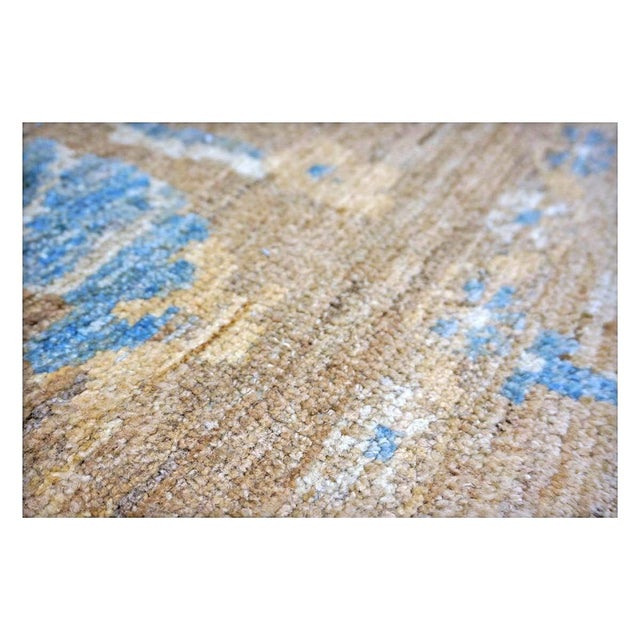 Persian Sultanabad Wool 10 x 20 Taupe, Ivory & Light Blue Handmade Gallery Area Rug #1141324 For Sale - Image 17 of 18
