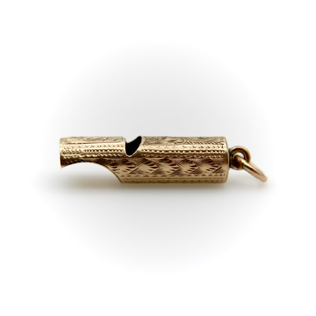 Late 19th Century Victorian 9k Gold Hand-Engraved Whistle For Sale - Image 4 of 9