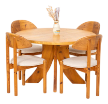 Pine Dining Set with Extendable Table and Chairs from Vamdrup, Set of 5