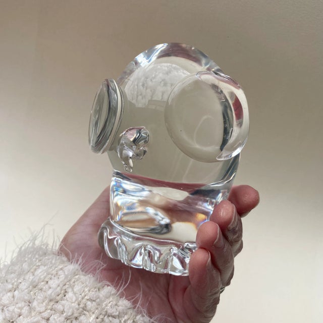 Vintage Murano Owl Signed Licio Zanetti Crystal Owl Circa 1980 For Sale - Image 12 of 13