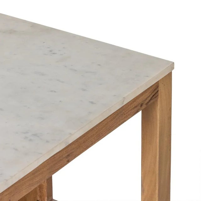 Four Hands Indira Kitchen Island, Smoked Acacia & White Marble For Sale - Image 4 of 13