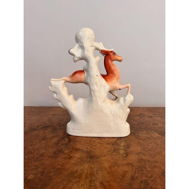 Large 19th Century Antique Staffordshire Deer Spill Vases, Set of 2 For Sale - Image 4 of 9