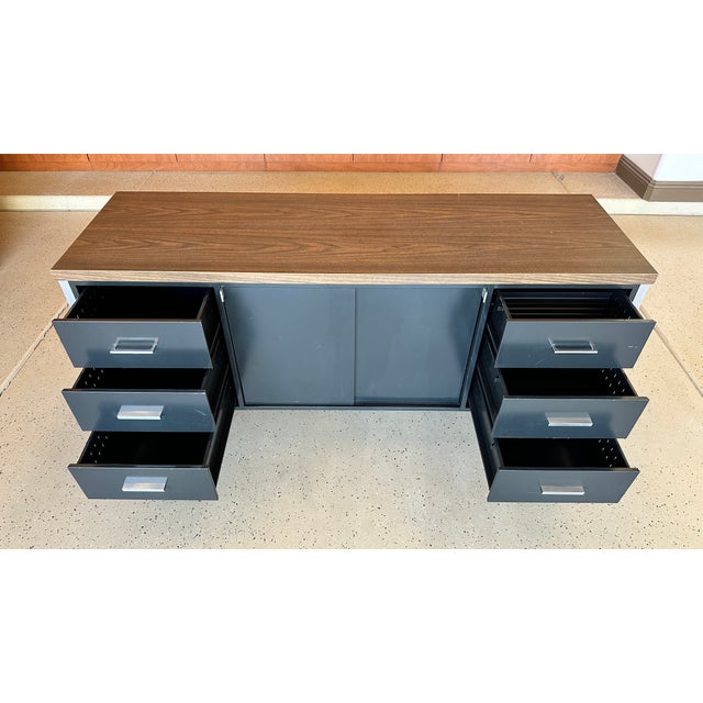 1970s Vintage MCM Black Metal and Chrome Credenza For Sale - Image 5 of 15