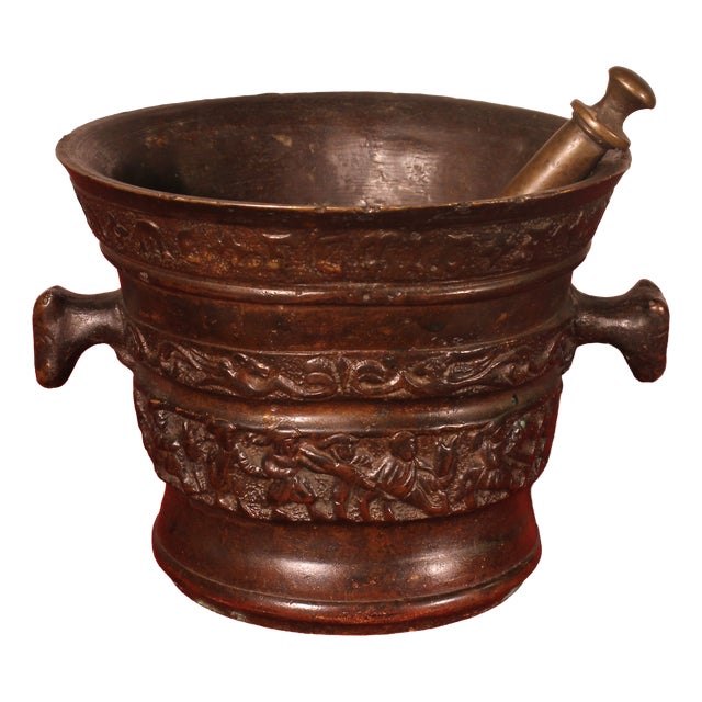 Antique Bronze Mortar, 1574 For Sale