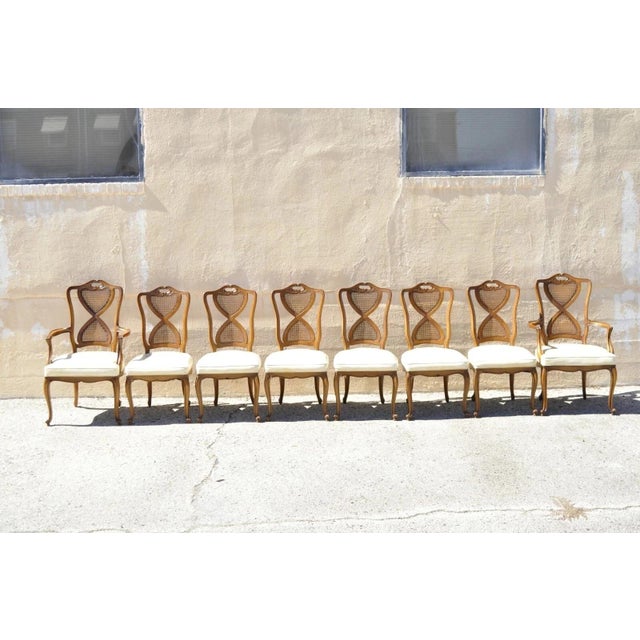Mid 18th Century French Provincial Hollywood Regency Pretzel Cane Back Dining Chair - Set of 8 For Sale - Image 12 of 12