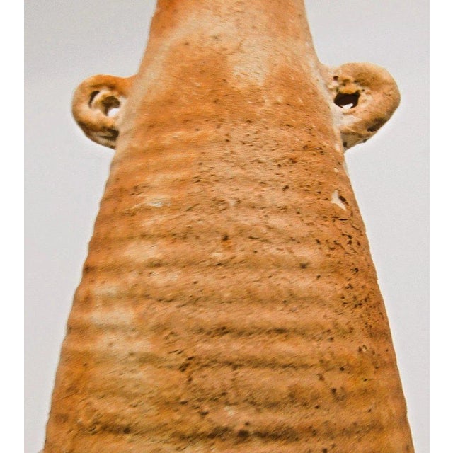 Ancient Terracotta Elongated Piriform Body Transport Amphora on Stand For Sale - Image 9 of 13