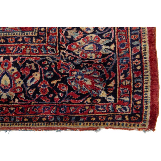 Red Antique Persian Sarouk Wool Rug For Sale - Image 11 of 12