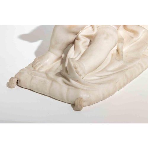 19th Century Carved Marble Figure of a Putto with Serpent For Sale - Image 4 of 11