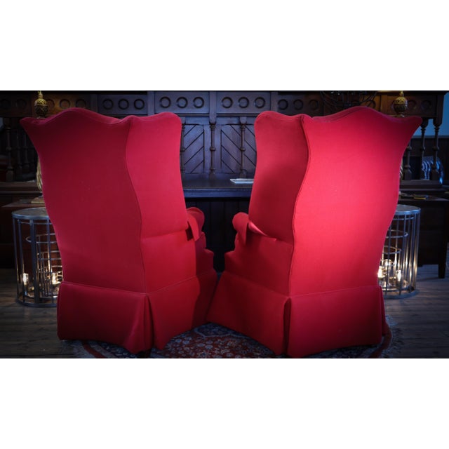 Red Hepplewhite Style Highback Wingback Armchairs from Polo Ralph Lauren, 1987 For Sale - Image 8 of 18
