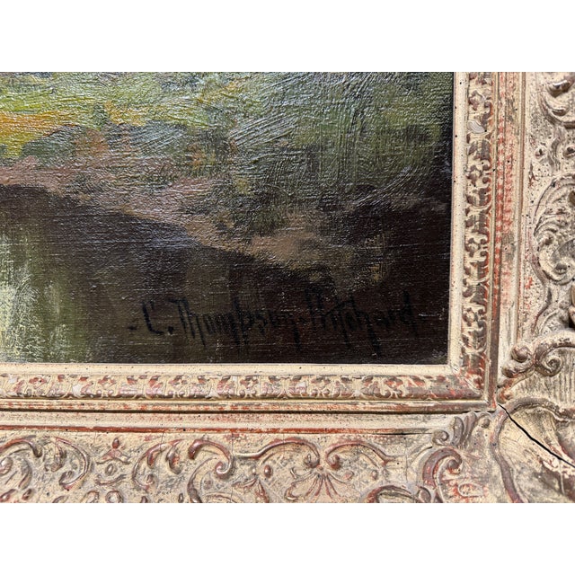French Oil on Canvas River Landscape by George Thompson Pritchard For Sale - Image 3 of 10