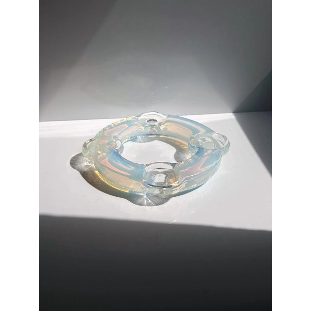 Iridescent Opaline Murano Glass Filigrana Candleholder, 1960s For Sale - Image 6 of 6