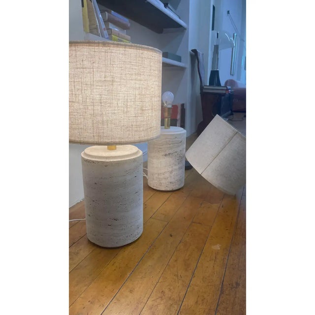 Vintage Italian Travertine Table or Floor Lamps - Set of 2 For Sale In New York - Image 6 of 12
