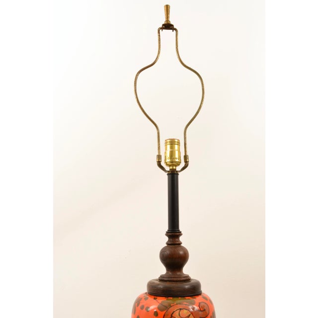 Italian Floral Design Ceramic Lamp, 1960s For Sale In New York - Image 6 of 7