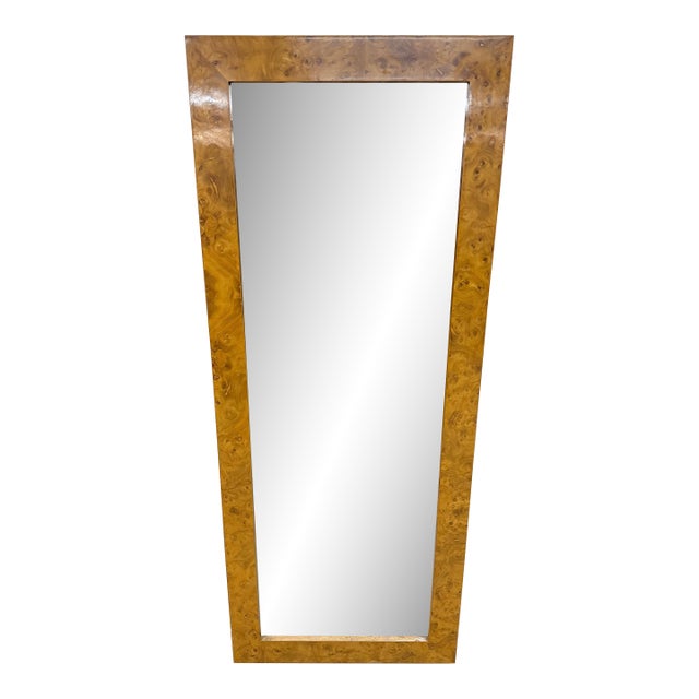 Mid-Century Modern Burled Wood Wall Mirror For Sale