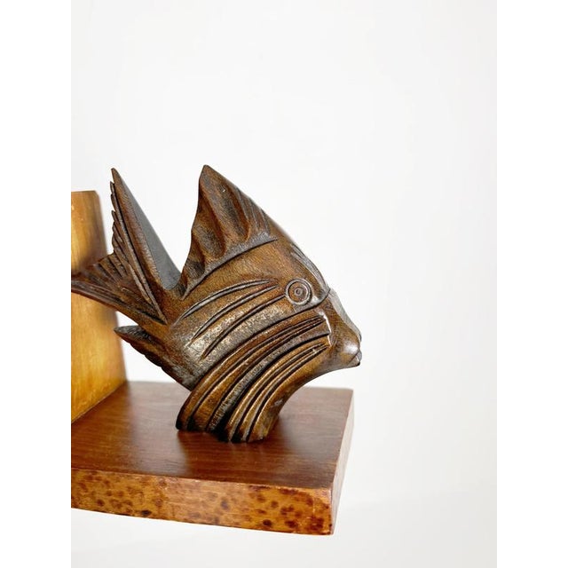 Wooden Bookends with Fish Decoration, France, 1960s, Set of 2 For Sale - Image 9 of 10