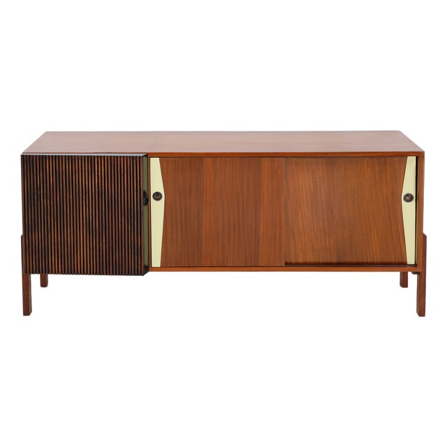 Sideboard with Asymmetrical Details and Sliding Doors from La Permanente Mobili Cantù, Italy, 1950s For Sale