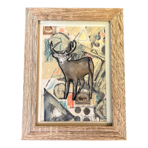 Contemporary Original “Deer” Mixed Medium Drawing / Painting / Collage by Stephen Heigh