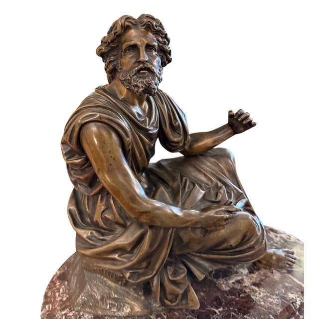 French 19th Century French Bronze Figure of Ancient Greek Philosopher Zeno of Elea. For Sale - Image 3 of 10