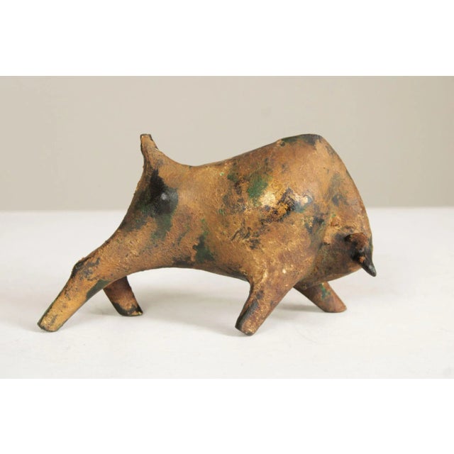 Metal Mid Century Modern Cast Iron Bull Sculpture For Sale - Image 7 of 12
