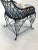 Antique Black Bent Wire Chair with Diamond Baratta's "Diamonds and Roses" Printed Fabric For Sale - Image 4 of 10