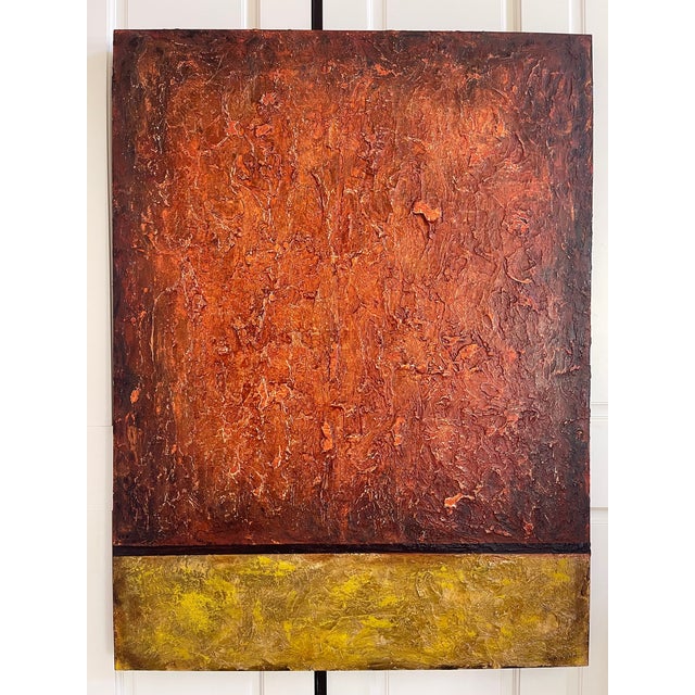 This Original Abstract Oil painting on heavy textured large canvas is titled: " Unspoken". This painting's strength lies...