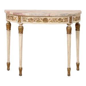 French Carved Console with Colorful Marble Top