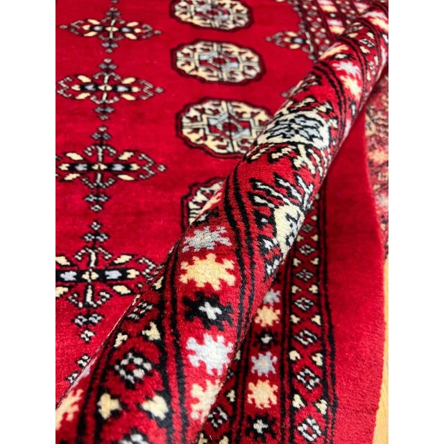 Traditional Fine Hand Knotted Bokhara Rug For Sale - Image 3 of 12