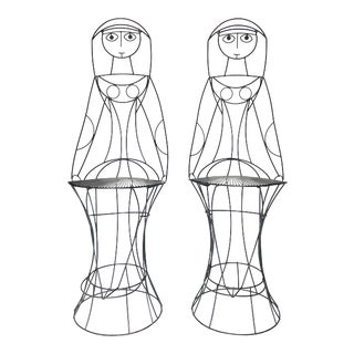 1960s Vintage Metal "Nun" Bar Stools by John Risley - a Pair For Sale