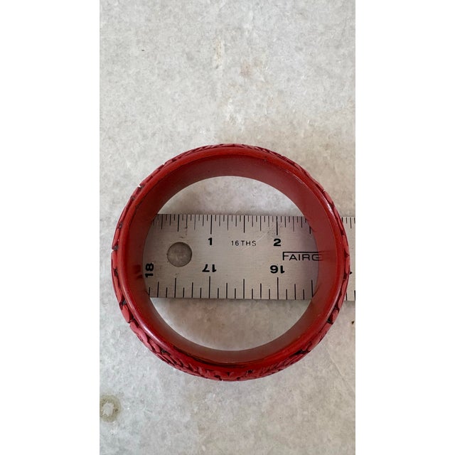 Asian Vintage Red Cinnabar Bangle Bracelet For Sale - Image 3 of 4