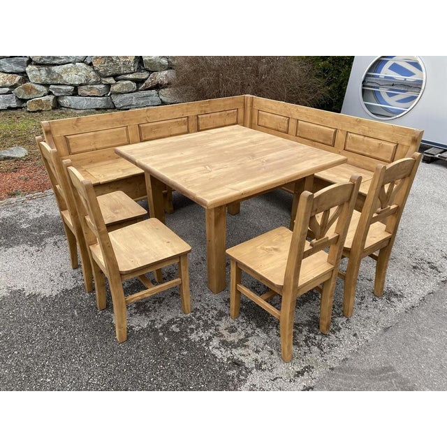 Vintage Rustic Corner Dining Set, Set of 6 For Sale - Image 3 of 12
