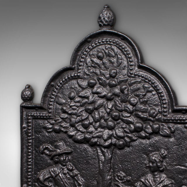 Antique Tree of Life Fire Back, English Cast Iron Fireplace Reflector, Victorian For Sale - Image 6 of 8