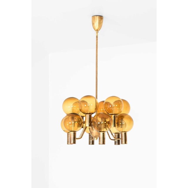1960s Scandinavian Modern Ceiling Lamp in Brass and Glass by Hans-Agne Jakobsson, 1960s For Sale - Image 5 of 12