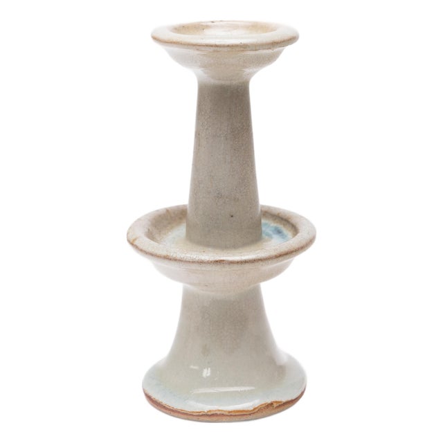 Chinese Crackle Celadon Candle Stand, C. 1900 For Sale