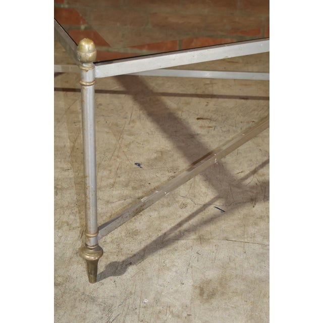 Maison Jansen A Steel & Brass Coffee Table by Maison Jansen, France, 1950s For Sale - Image 4 of 13