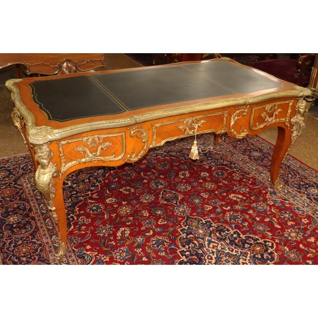 ​Bronze Mounted Louis XV French Style Walnut Writing Desk Bureau Plat Dimensions : 69" Wide X 38" Deep X 31" Tall. This...