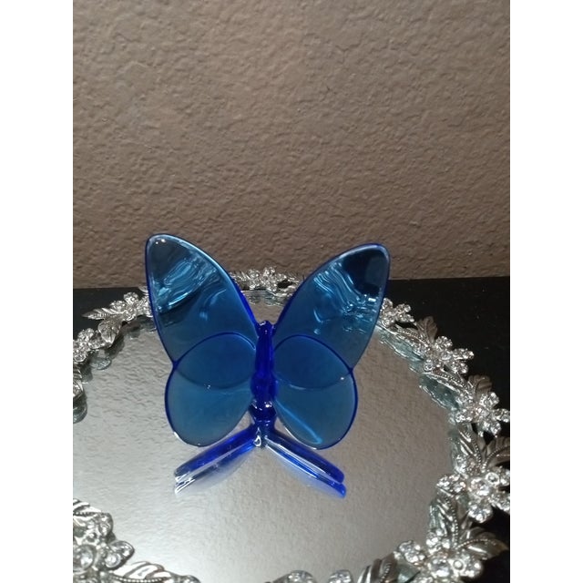 Stunning Baccarat France Papillon Lucky Blue Butterfly Designed by Evelyne Julie For Sale In Dallas - Image 6 of 6