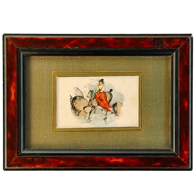 Set of five 19th-century French miniature hand-colored etchings. Recently sourced in Paris, these delicate works of art...