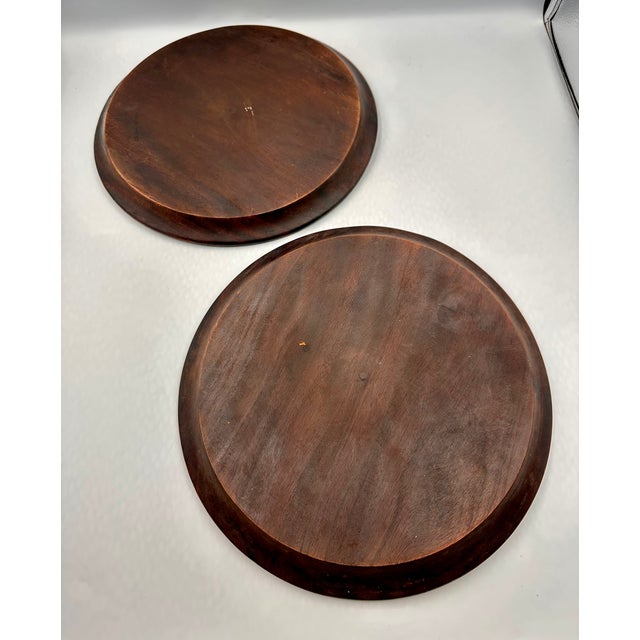 Early 20th Century European Antique Black Forest 11.5" Carved Wood Bread Board Charger Plate Set For Sale - Image 4 of 8