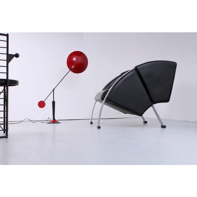 1980s Postmodern Black and Chrome Leather Easy Chair by Young, 1980s For Sale - Image 5 of 18