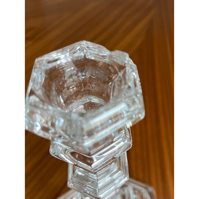 Glass Vintage Tiffany & Co. Traditional Crystal Candlestick Holders-Set of Deux For Sale - Image 7 of 10
