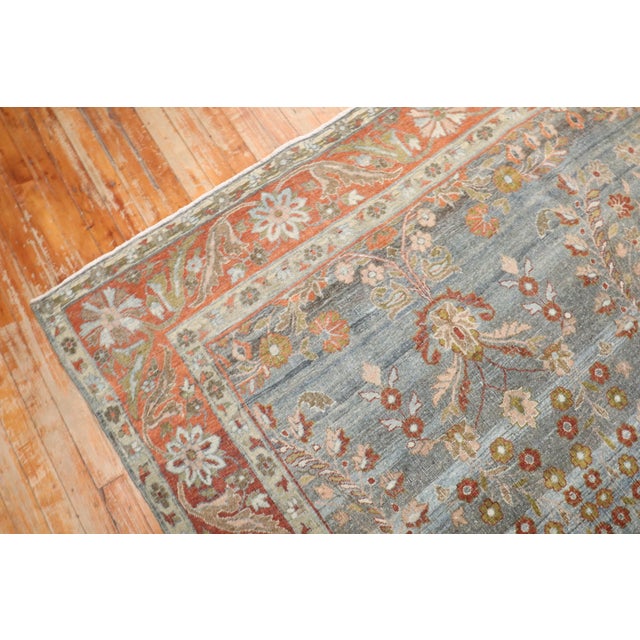 Red Antique Zabihi Collection Persian Bidjar Floral Room Rug For Sale - Image 8 of 11