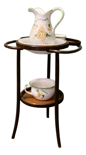 Bentwood Wash Stand with Jug and Bowl, Set of 2
